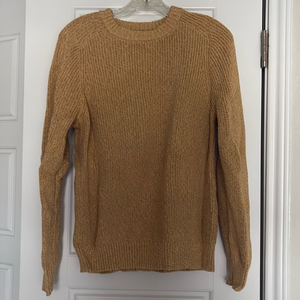 Lands' End Drifter Sweater in Mustard Seed Size Medium